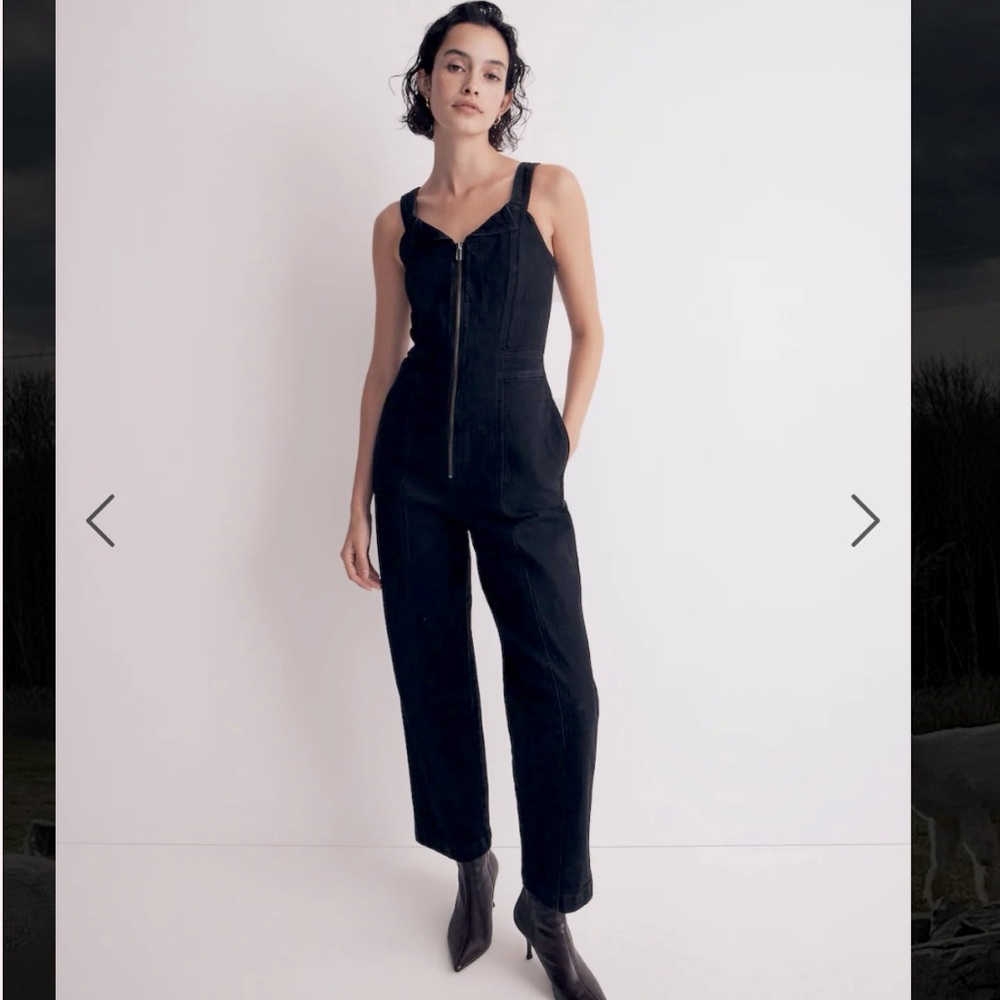 Denim Zip-Front Jumpsuit